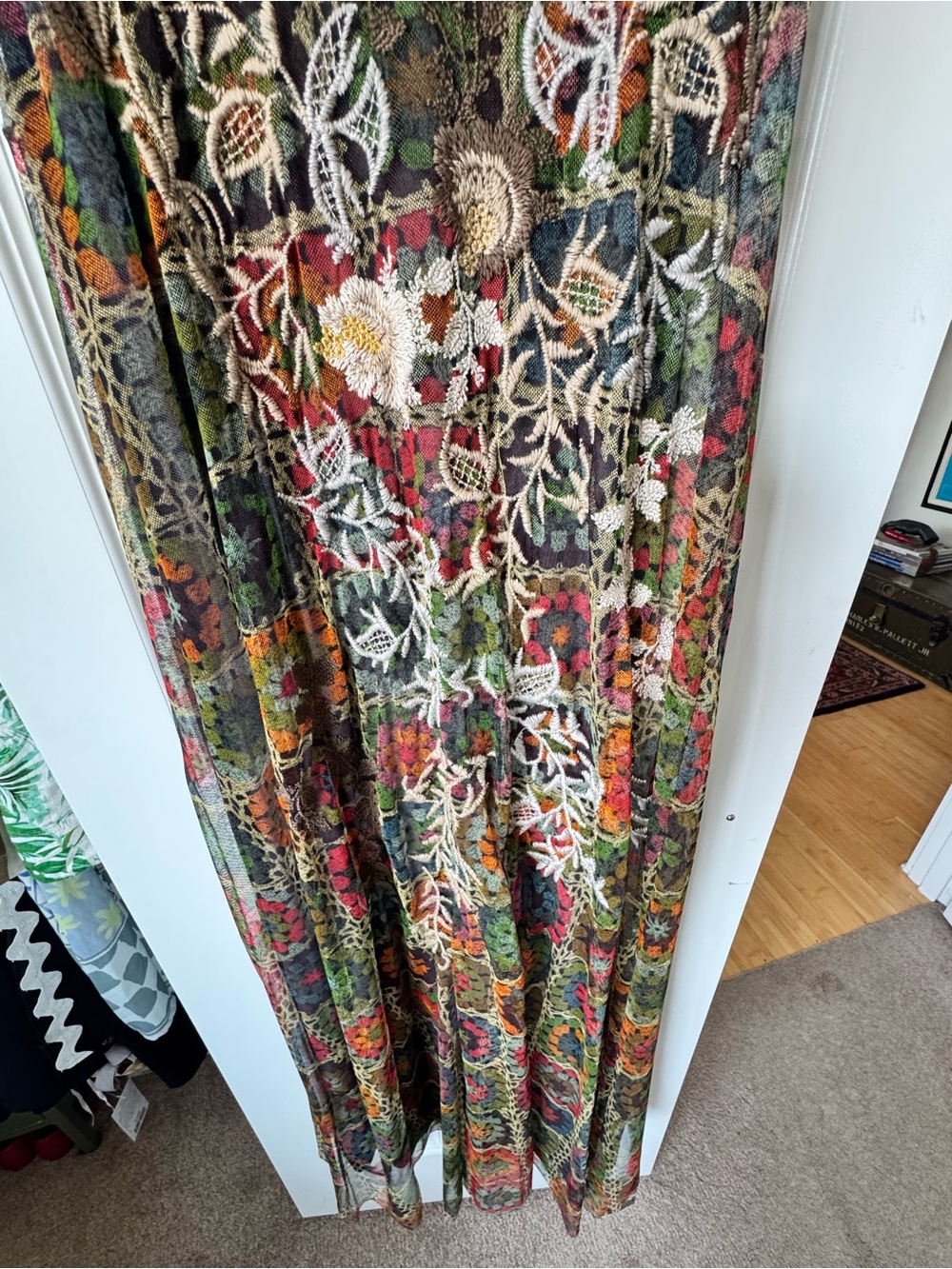 JOHNNY WAS BIYA BITOLA MESH DRESS Floral Mosaic Sleeveless Maxi Dress Multicolor - Picture 8 of 12